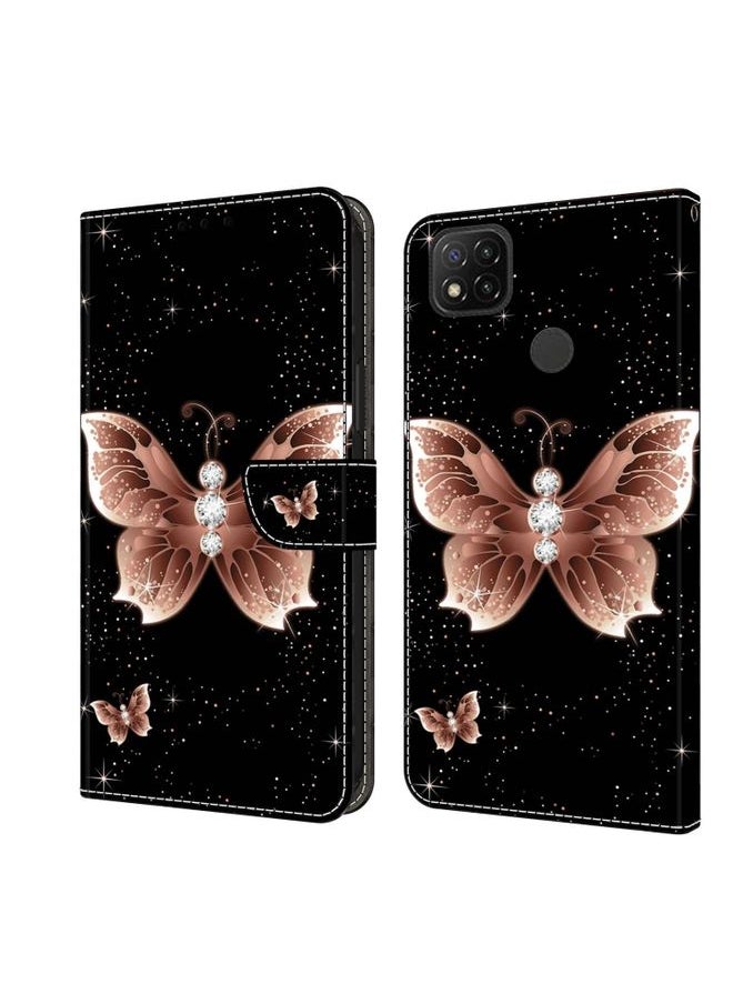 HuHa Case Cover For Xiaomi Redmi 9C Crystal 3D Shockproof Protective Leather Phone Case Pink Diamond Butterfly 