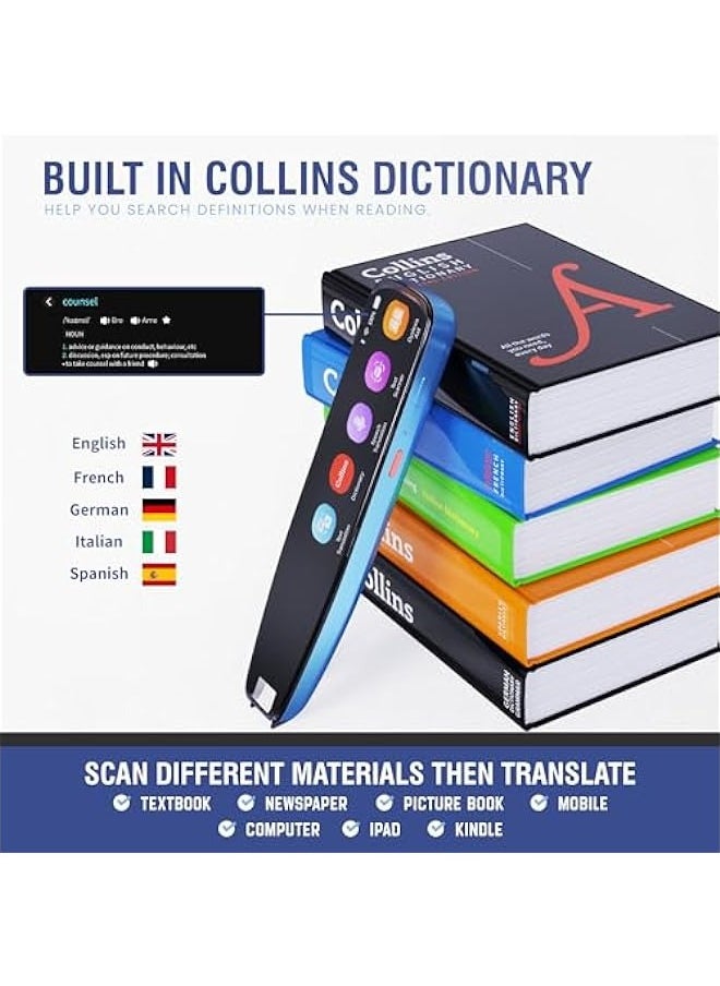 ANKOVO - Scan Reader Pen Dyslexia Tool Reading Pen for Students Adults, Translator Scanner Pen - Image 1