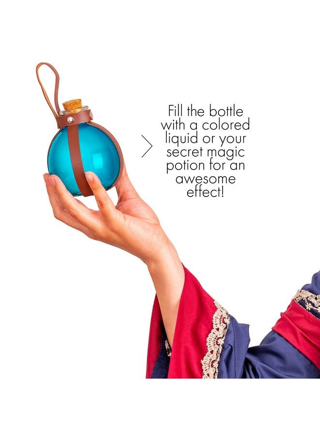 Skeleteen Dark Magic Potion Bottle Brown Wizard Potions Glass Holder With Cork Stopper And Faux Leather Harness With Holster Loop - Image 3