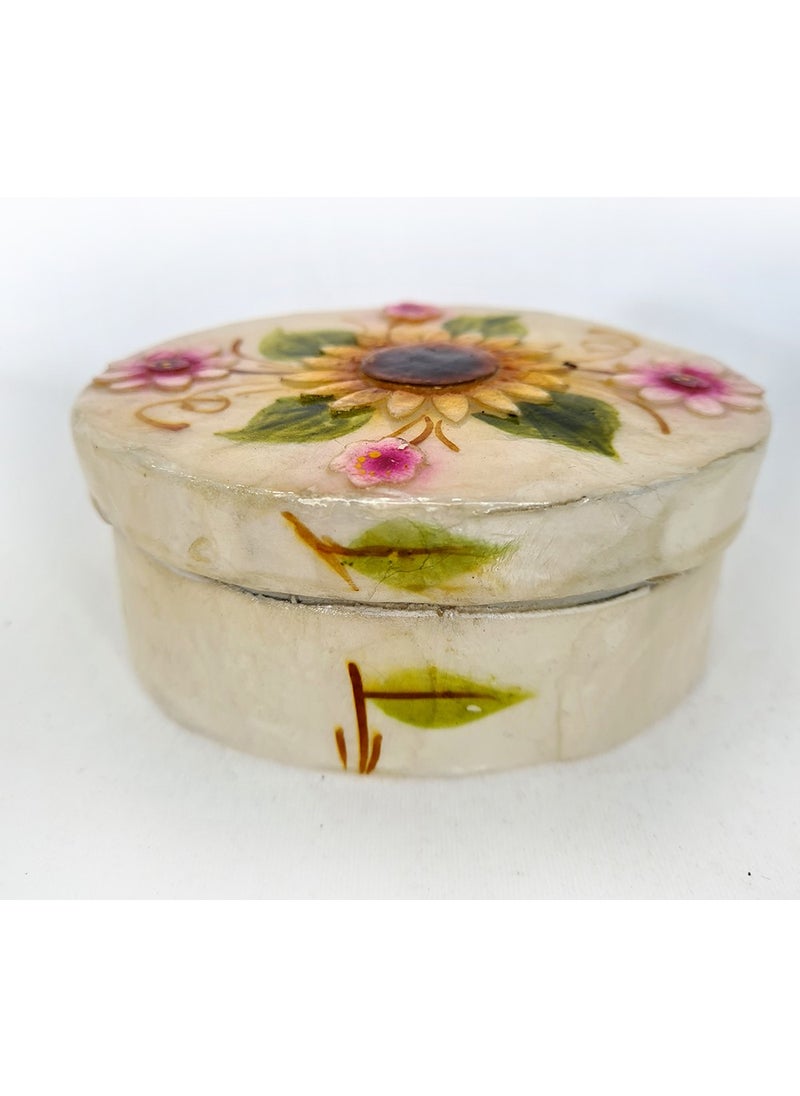 evinizdeki okyanus esintisi turkuaz hediyelik Ocean breeze turquoise gift Medium Mother of Pearl Oval-Sunflower Box for your home  - Image 1