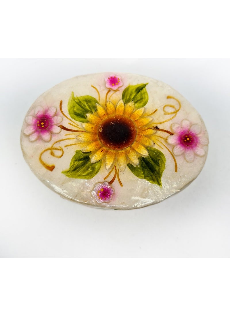 evinizdeki okyanus esintisi turkuaz hediyelik Ocean breeze turquoise gift Medium Mother of Pearl Oval-Sunflower Box for your home  - Image 2