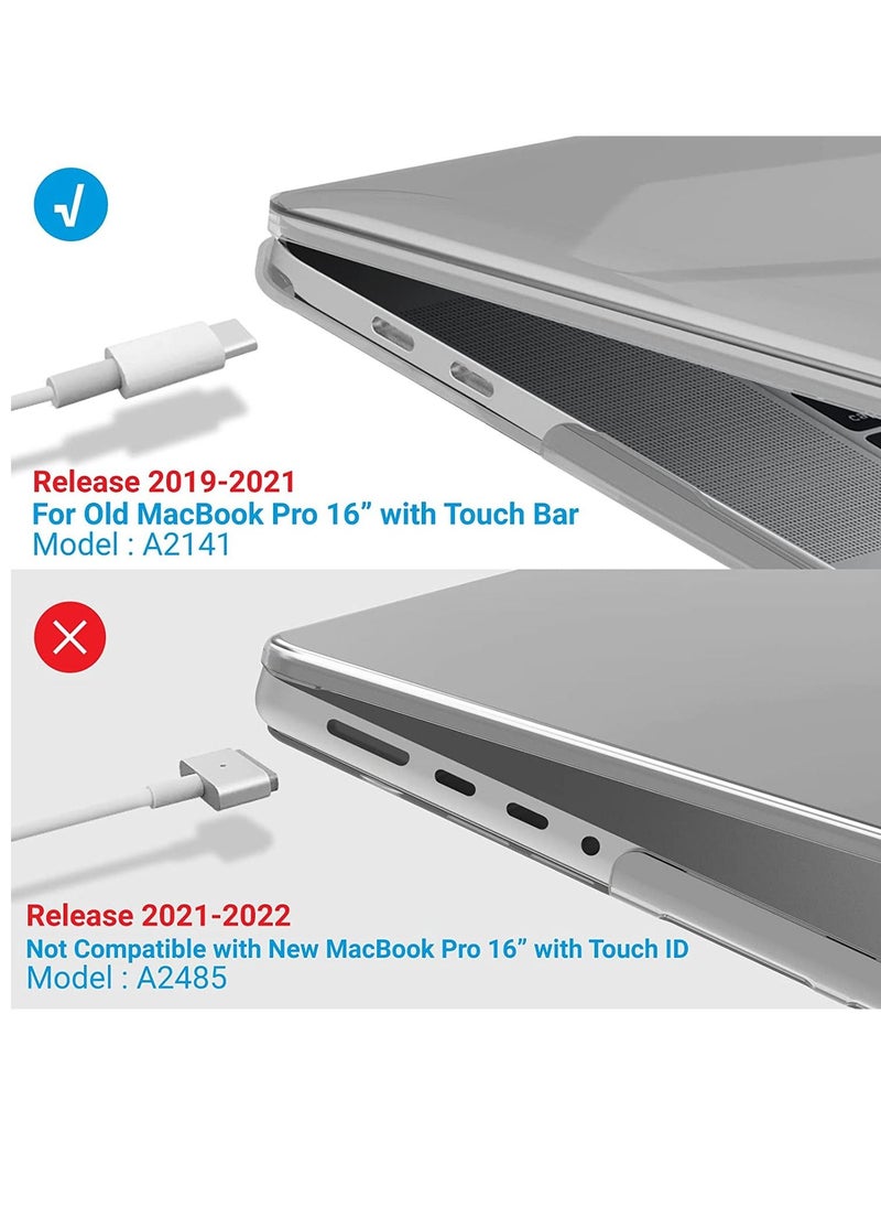 iBenzer - Compatible with MacBook Pro 16 Inch Case A2141 Release 2020 2019,Plastic Hard Shell Case Cover for Mac Pro 16’’with Touch Bar and Touch ID,Crystal Clear,T16BK - Image 1