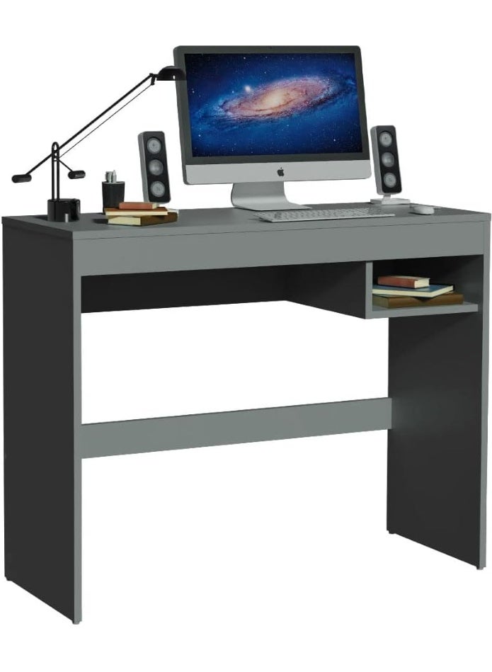 MADESA Compact Home Office Computer Desk, Small Study Writing Table, Workstation, 91 W x 76 H x 36 D Cm - Grey - Image 2
