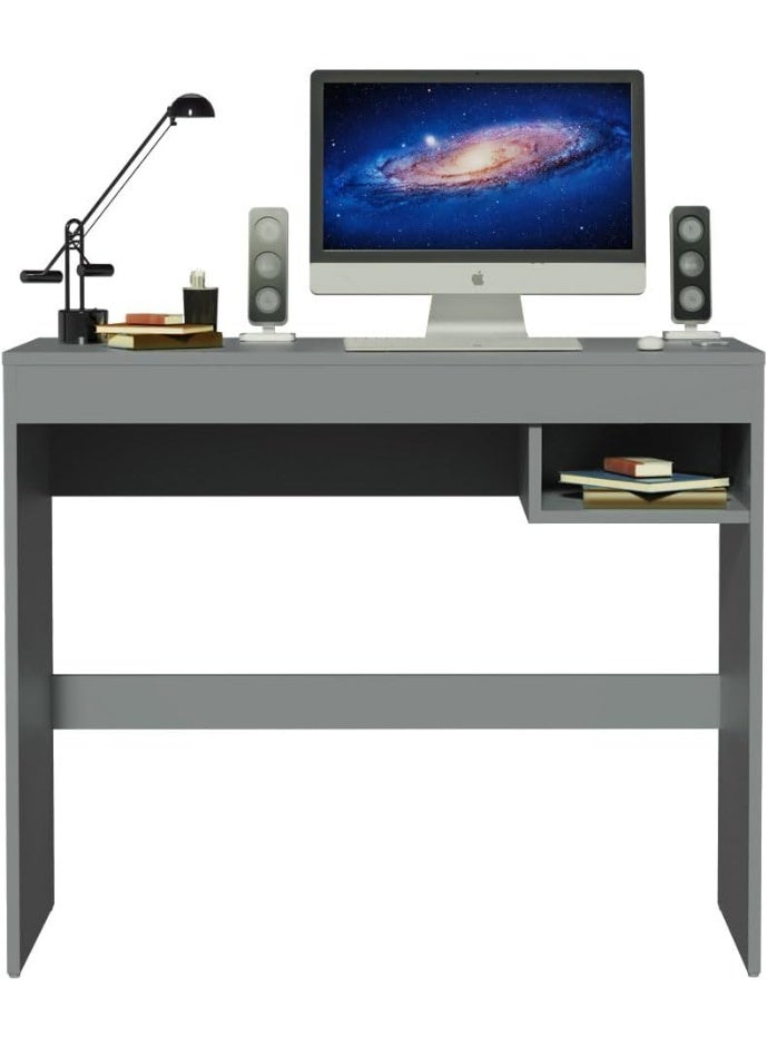 MADESA Compact Home Office Computer Desk, Small Study Writing Table, Workstation, 91 W x 76 H x 36 D Cm - Grey - Image 3