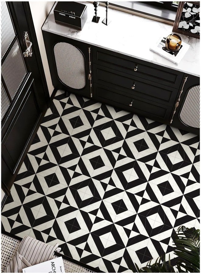 MORCART Peel and Stick 20 PCS, 12" x 12" Waterproof Vinyl Floor Tiles - Black & White Marble - Cover 19.4 Sq. Ft. - Image 1