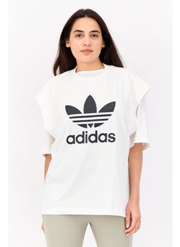 adidas Originals Women 2 In 1 Sportswear Fit Brand Logo Outdoor Top, White  - Image 1