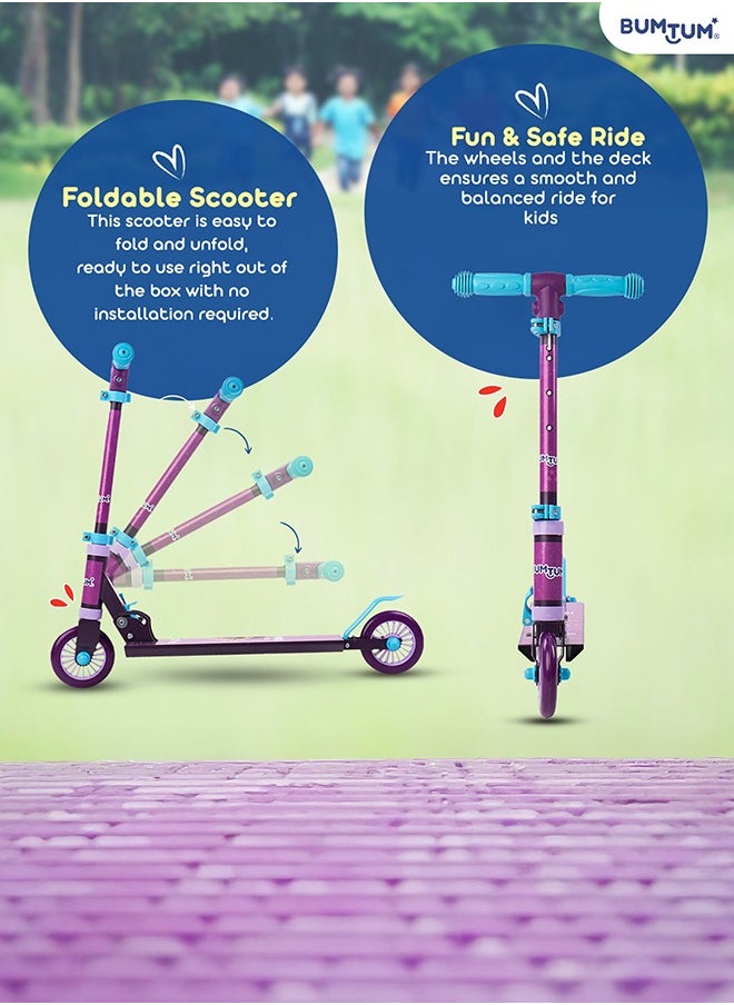 41 Inch Road Runner Sportz Kick Scooter For Kids of 5+ Years 3 Adjustable Height, Foldable, PVC Wheels With Bearings And Weight Capacity 120 Kgs With Brakes- Sky Blue