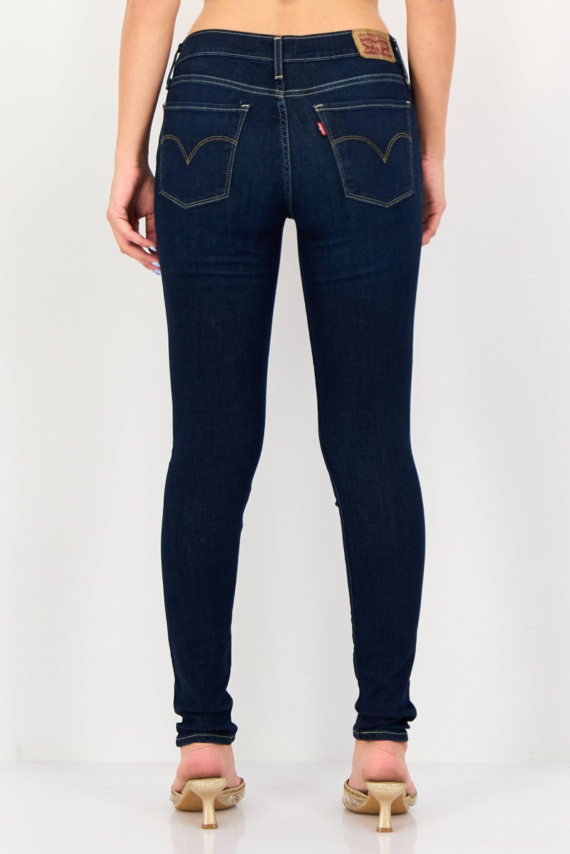 Levi's Women Skinny Fit Washed Stretchable Jeans, Navy - Image 3