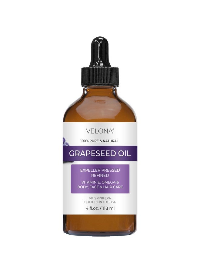 velona Grapeseed Oil 4 fl oz | 100% Pure and Natural Carrier Oil | Refined, Cold pressed | Skin, Face, Body, Hair Care | Use Today - Enjoy Results - Image 1