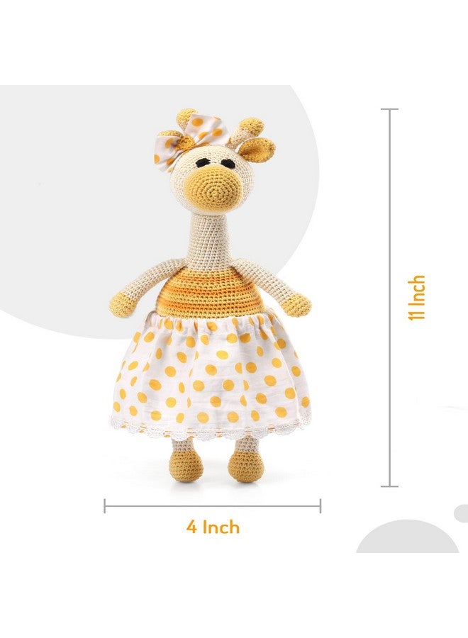 Bonfino Bonfino Premium Crochet Giraffe Toy | Stuffed Animal Toy for Newborn | Cute Soft Toy Made with 100% Knitted Cotton | Best Birthday Gift for Boys/Girls | Pretend Play & Cuddle Toy for Babies (Yellow) - Image 4