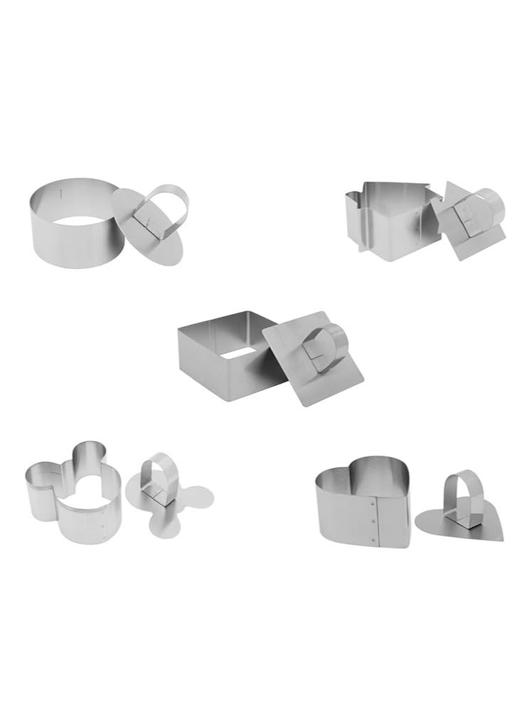 5 قوالب كيك و حلويات متعددة الاشكال مصنوع من الاستانلس استيل | قوالب تشيز كيك و تراميسو | قالب كيك متعددة الاشكال | مكبس بسكويت و حلويات - Image 1