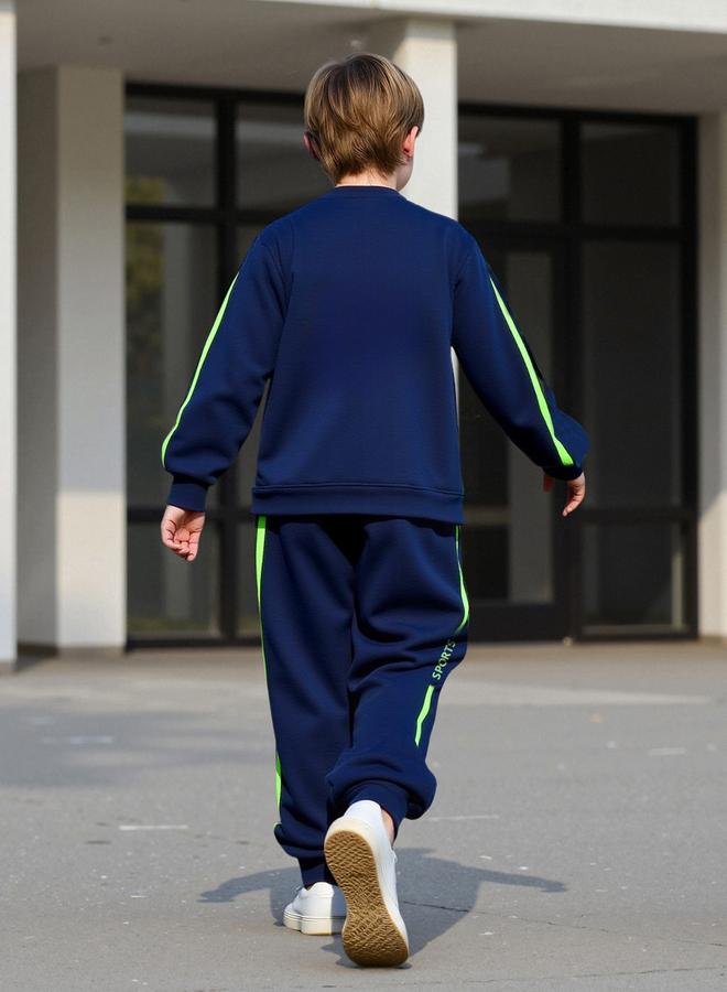 Take Two Teens Navy Graphic Sweatshirt And Joggers Set - Image 3