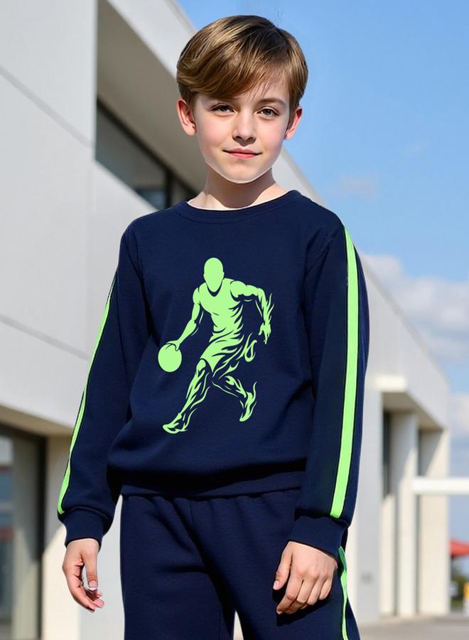 Take Two Teens Navy Graphic Sweatshirt And Joggers Set - Image 4