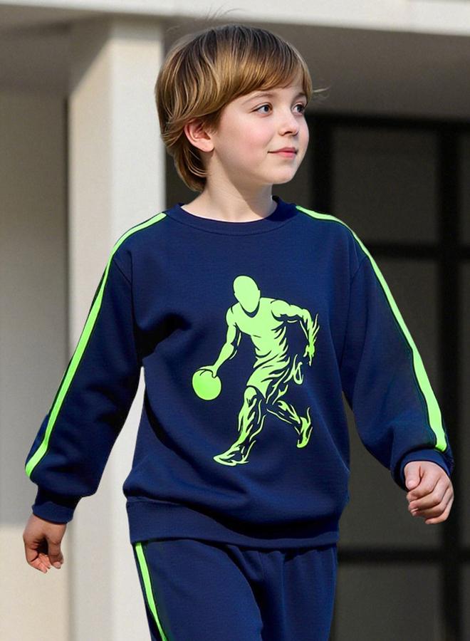 Take Two Teens Navy Graphic Sweatshirt And Joggers Set - Image 5