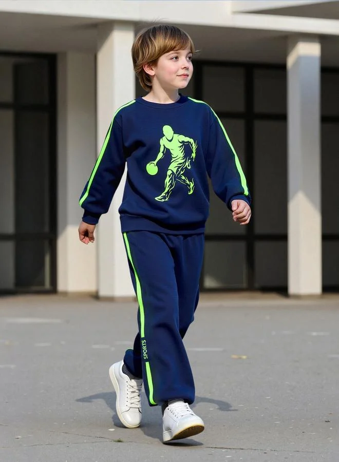 Take Two Take Two Teens Navy Graphic Sweatshirt and Joggers Set