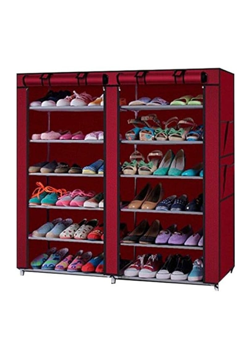 12-Layer Rectangle Shoe Rack  Red 120x30x118cm - Image 1