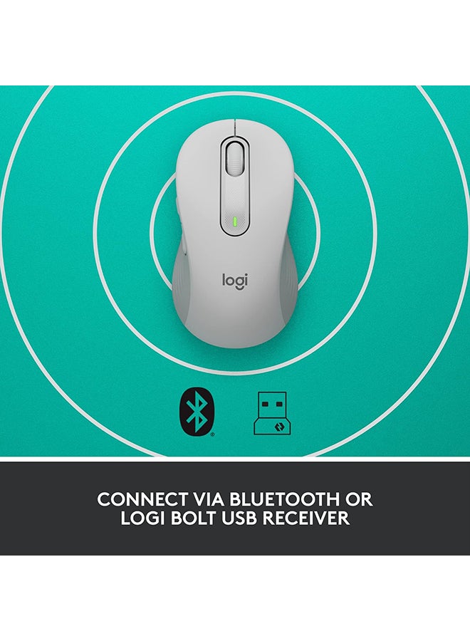 Logitech Signature M650 Wireless Mouse - For Small to Medium Sized Hands, 2-Year Battery, Silent Clicks, Customizable Side Buttons, Bluetooth, PC/Mac/Multi-Device/Chromebook White - Image 5