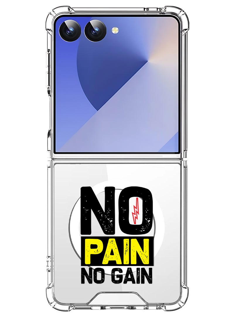 Theodor Magnetic Case for Samsung Galaxy Z Flip 7 Compatible with MagSafe Wireless Charging, Shockproof Phone Bumper Cover No pain No gain - Image 1