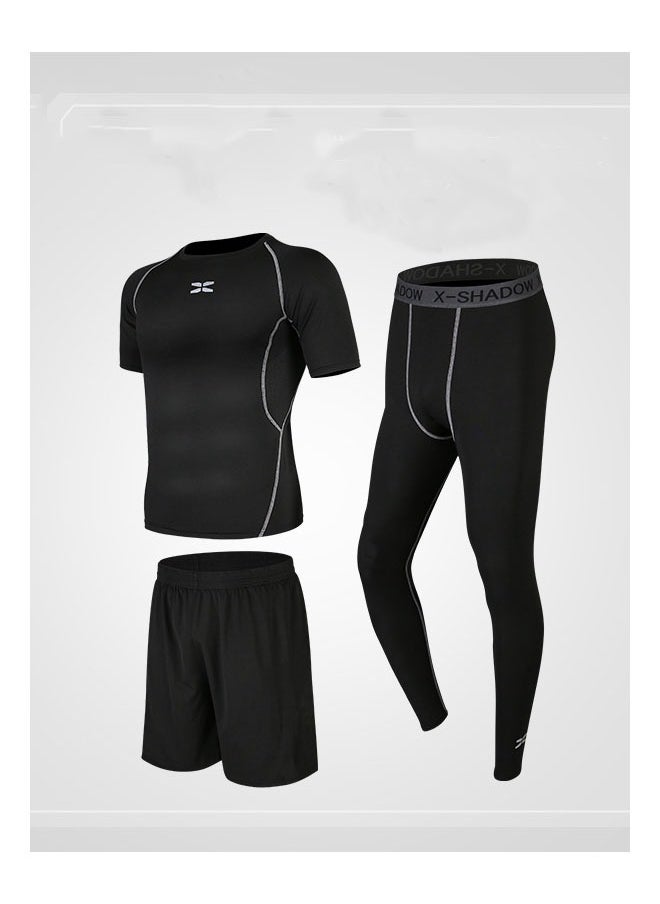 Aralifes Sportswear Set Black Men Fitness Clothing Tights Sports Suits L  - Image 2