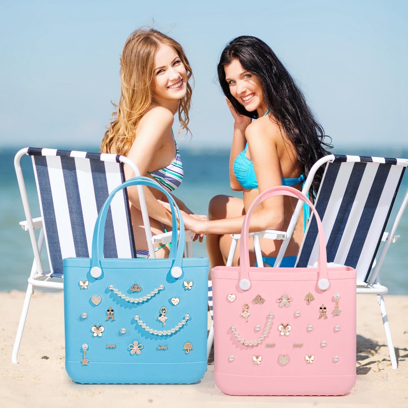 WYVAS Charms for Bogg Bag, Pearls Butterfly Flowers & Chain Cute Decorative Pearl Charms Accessory Compatible with Rubber Simply Southern Beach Bag, Insert for Beach Tote Birthday(21 Pcs) - Image 5