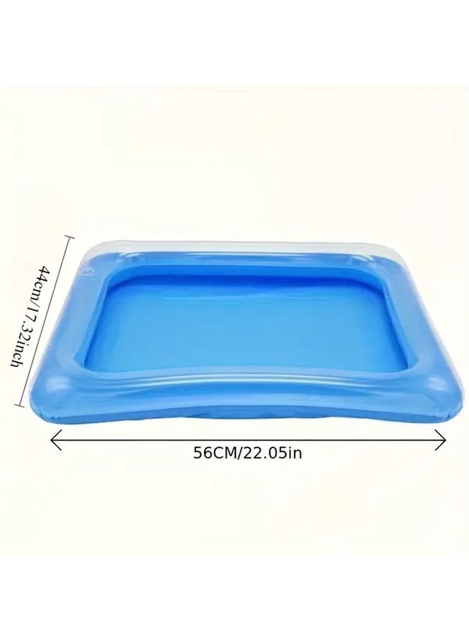 Large Inflatable Sand Pit Pool Toy Portable Recycled Wood Design Blue No Pump Needed - Image 4