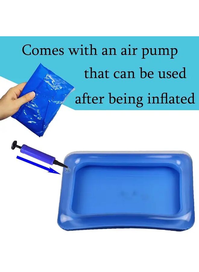 Large Inflatable Sand Pit Pool Toy Portable Recycled Wood Design Blue No Pump Needed - Image 3