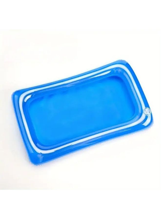 Large Inflatable Sand Pit Pool Toy Portable Recycled Wood Design Blue No Pump Needed - Image 1