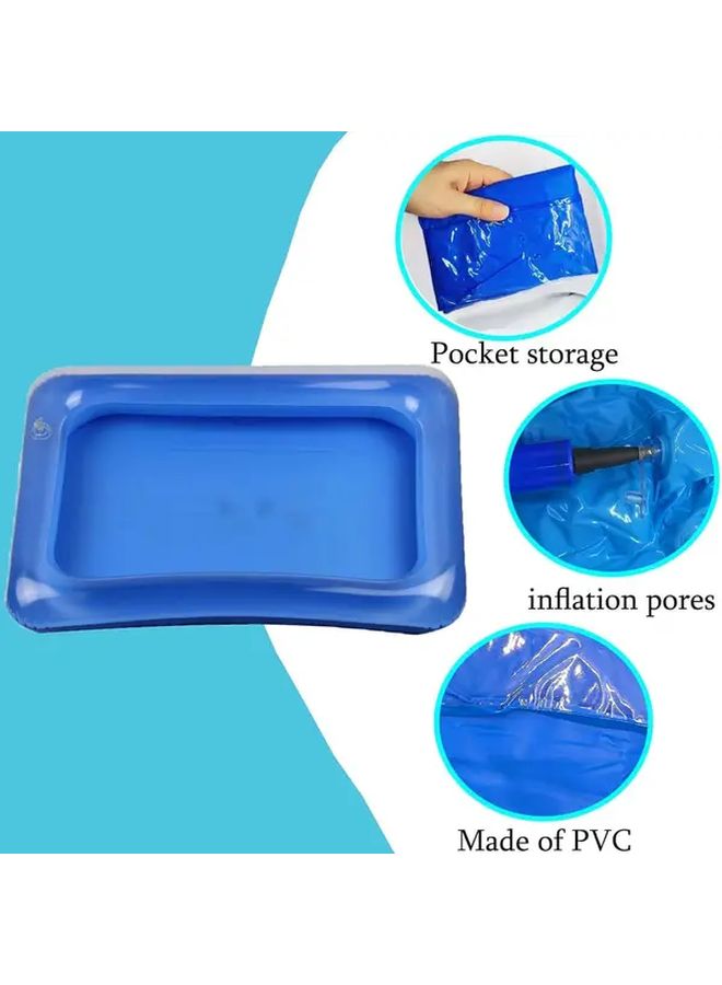 Large Inflatable Sand Pit Pool Toy Portable Recycled Wood Design Blue No Pump Needed - Image 5