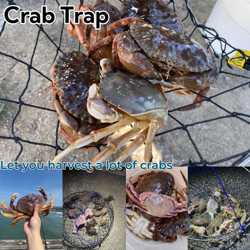 Aqwxc 1 Pack Double Ring Crab Trap - Steel Ring Crab Net, 24" Top, 20" Bottom, 50' Rope, Clip, Gauge for Dungeness, Rock and Blue Crabï¼ˆKIT1 - Image 5