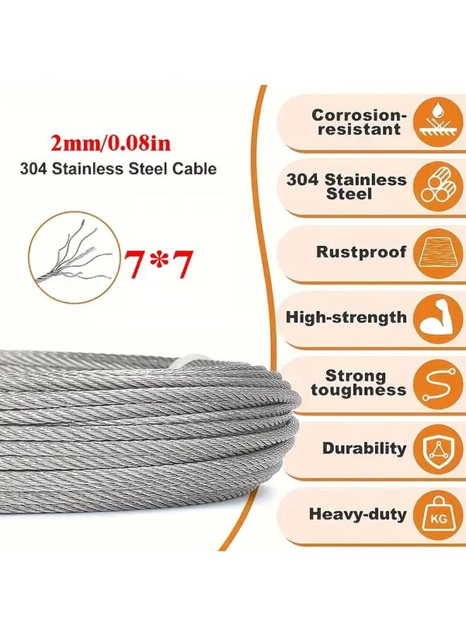 304 Stainless Steel Wire Rope Kit 10m 393 70in For Hanging Lamps Garden Fence - Image 5