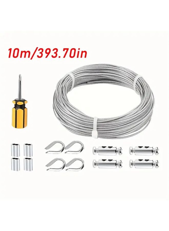304 Stainless Steel Wire Rope Kit 10m 393 70in For Hanging Lamps Garden Fence - Image 4