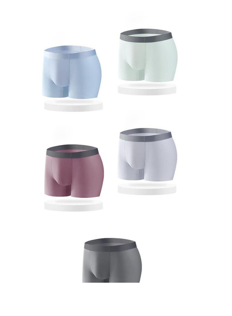 5Pcs Traceless Breathable Ice Silk Cool Underwear Trunks High-end Boxer Briefs for Men.  - Image 1