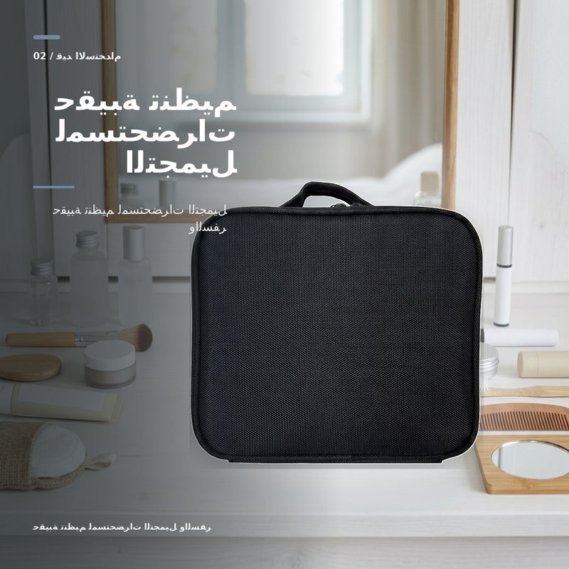 حقيبة مكياج احترافية بسعة كبيرة وبمقبض حمل وتنظيم عملي لأدوات التجميل والسفر منظم للتخزين - Image 3