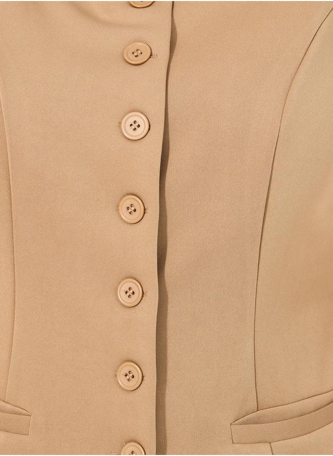 Styli Solid Sleeveless Button-Down Top  - Image 3