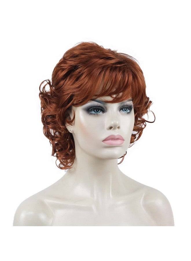 Aimole Short Curly Wig Synthetic Hair Women Natural Wigs (130 Fox Red) - Image 4
