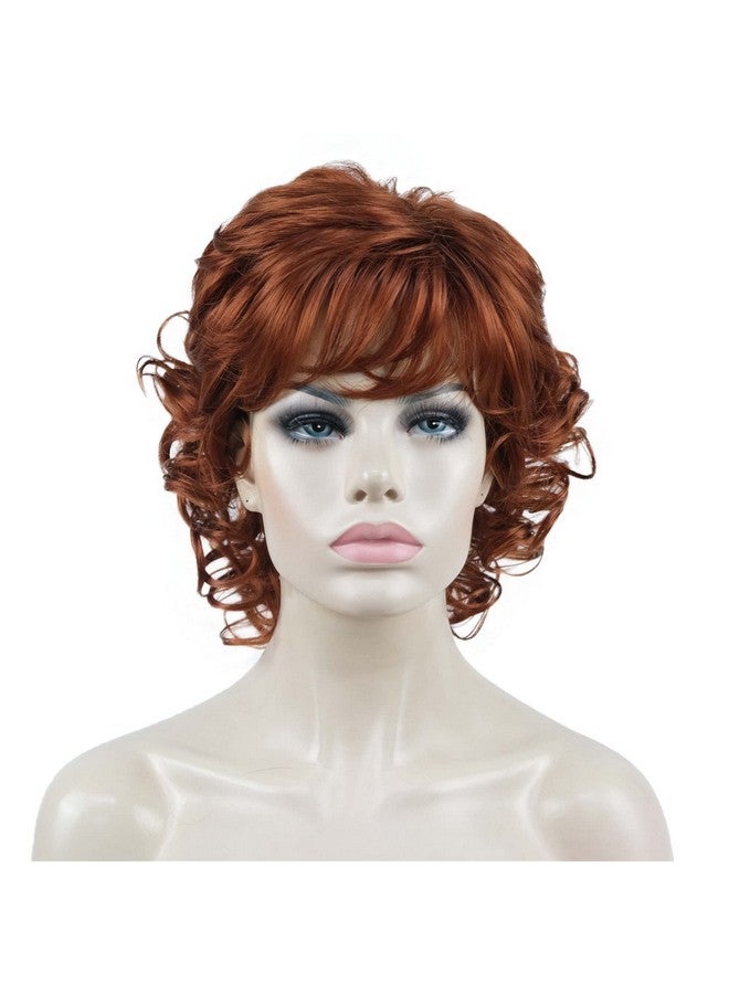 Aimole Short Curly Wig Synthetic Hair Women Natural Wigs (130 Fox Red) - Image 3