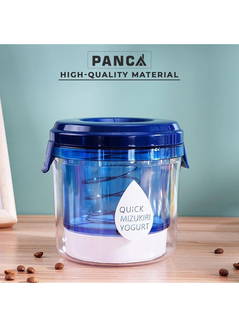 PANCA - PANCA Curd Yogurt Maker Greek Yoghurt Maker 1500ml Hung Curd Maker with Quick Spring Action Yogurt Filter Strainer Fresh Hung Curd Strainer Box Curd Maker for Home Blue 1500ml - Image 1