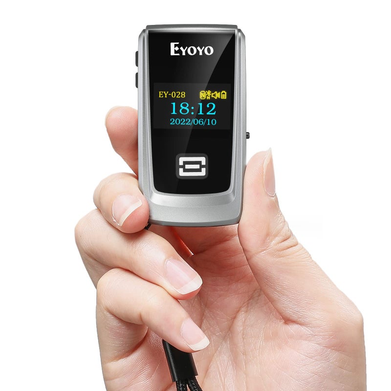 Eyoyo QR Code Scanner with LCD Display Mini Portable Bluetooth Barcode Scanner Wireless 1D 2D Book Bar Code Scanner for Library Classroom Inventory Compatible with iPhone iPad Android iOS POS Laptop - Image 2