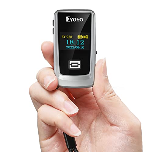 Eyoyo QR Code Scanner with LCD Display Mini Portable Bluetooth Barcode Scanner Wireless 1D 2D Book Bar Code Scanner for Library Classroom Inventory Compatible with iPhone iPad Android iOS POS Laptop - Image 1