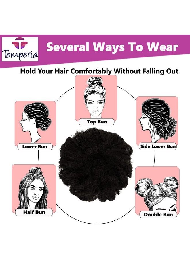 Temperia Hair Accessories For Women Stylish Juda Hair Buns For Women Messy Bun Hair Extension Artificial Fake Hair Donuts Bun Maker Scrunchies With Elastic Rubber Band Black - Image 4