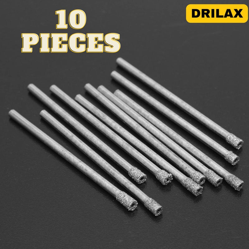 DRILAX مجموعة مثقاب ماسي مجوف 10 قطع 1/8 بوصة | مثاقب ماسية متوافقة مع دريمل للزجاج والحجر والسيراميك والبلاط - Image 3