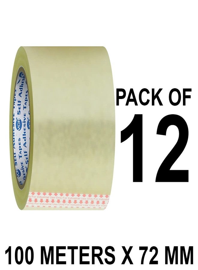 VCR Self Adhesive Transparent Cello Tape - 100 Meters in Length - 72mm / 3" Width - 12 Rolls Per Pack - BOPP Industrial Packaging Tape for E-Commerce Box Packing, Office and Home use - Image 2