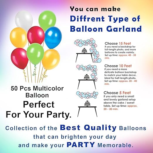 BRIJBAZAAR Multicolor Metallic Balloons - Pack of 50 Pcs | Happy Birthday Decoration Items for Boy and Girl | Multicolor Metallic Balloons for Birthday Decoration | Anniversary Decoration Items - Image 3