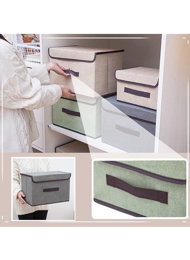 Beauenty 3Pcs Storage Bins with Lids, Foldable Colorful Fabric Storage Cubes,Decorative Storage Boxes,Storage Box Collapsible Storage Bins Organization and Storage,for Home Bedroom Closet Office - Image 5