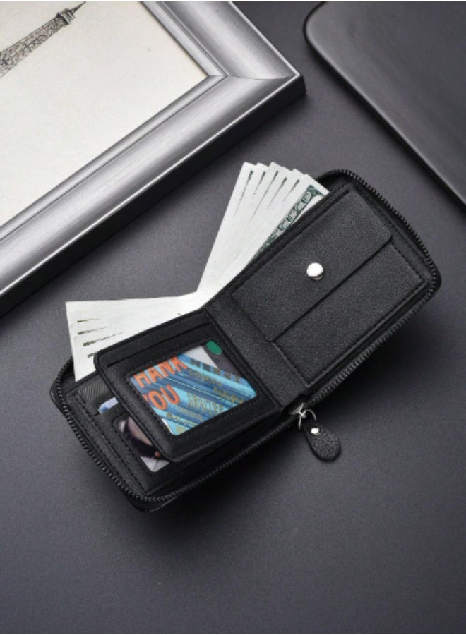 UKA Men's short wallet in Korean style, popular classic horizontal design, large capacity with multiple card slots - Image 2