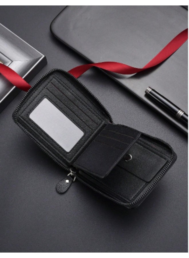 UKA Men's short wallet in Korean style, popular classic horizontal design, large capacity with multiple card slots - Image 4