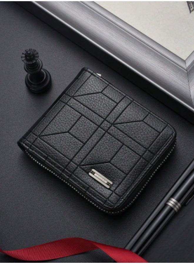 UKA Men's short wallet in Korean style, popular classic horizontal design, large capacity with multiple card slots - Image 5