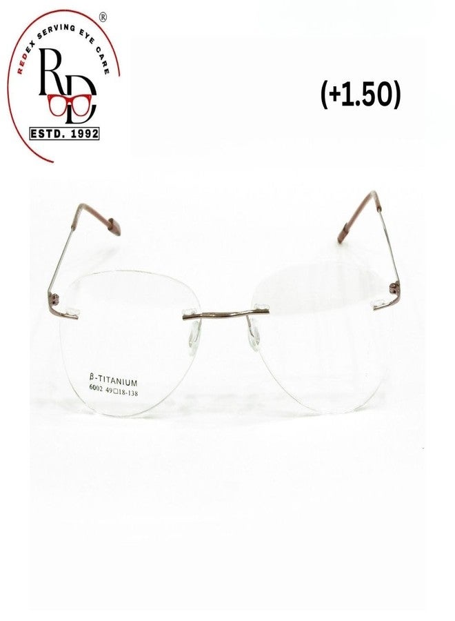 Redex Rimless Rectangle Optical Premium Reading Power Glasses For Men & Women+1.00,+1.50,+2.00,+2.50,+3.00 (2.00, BROWN) - Image 2