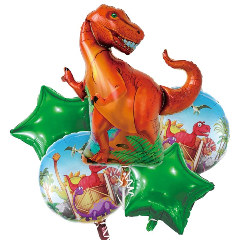 MANGO Dinosaur Kids Birthday Jungle Balloon Set Balloon Bouquet Green Orange for Birthdays and Celebrations Vibrant Colors Balloons Set Helium Supported  Normal Air Orange Dino - Image 2