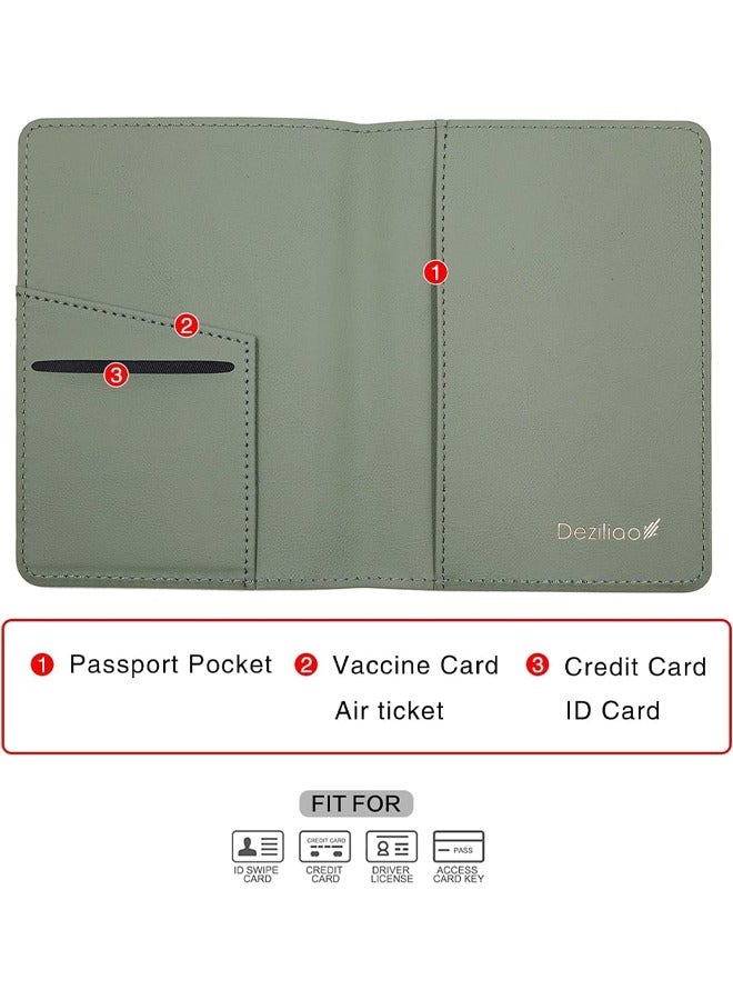 Muyixin حامل جواز سفر مقاوم للماء، محفظة جواز سفر مانعة لتقنية RFID، منظم مستندات السفر مع فتحات لحمل البطاقات للرجال والنساء (أخضر) - Image 3